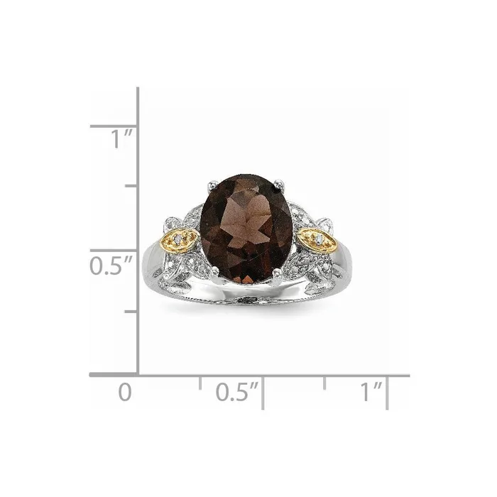 Rings Goldia Sterling Silver u0026 14K Smoky Quartz and Diamond Ring