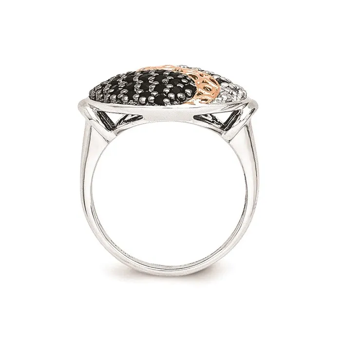 Rings Goldia Sterling Silver u0026 Rose Goldplated Blk Rhodium White Topaz Onyx Ring