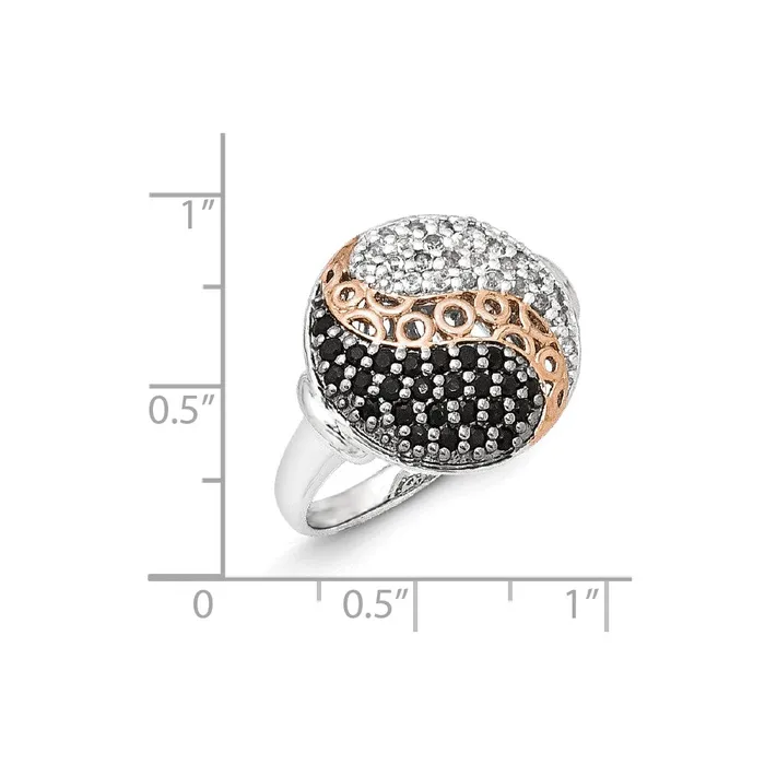 Rings Goldia Sterling Silver u0026 Rose Goldplated Blk Rhodium White Topaz Onyx Ring