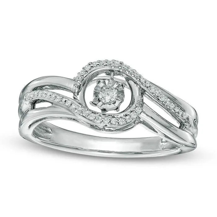 Rings Goldia Unstoppable Love 010 CT TW Natural Diamond Split Bypass Ring in Solid 10K White Gold Rings Goldia Unstoppable Love 010 CT TW Natural Diamond Split Bypass Ring in Solid 10K White Gold