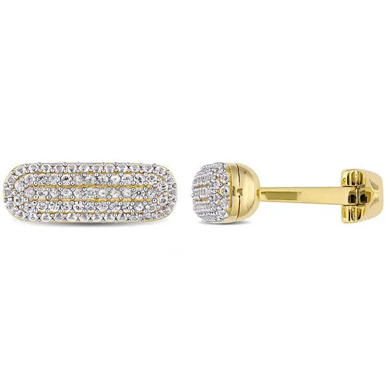 Rings JMS always Original AMOUR 1 13 CT TGW White Sapphire Oval Cufflinks In Yellow Plated Sterling Silver Rings JMS always Original AMOUR 1 13 CT TGW White Sapphire Oval Cufflinks In Yellow Plated Sterling Silver
