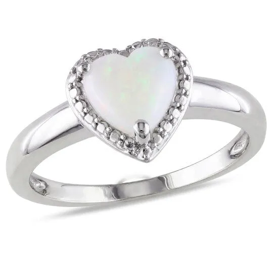 Rings JMS always Original Amour 78 CT TGW Opal Heart Ring in Sterling Silver Rings JMS always Original Amour 78 CT TGW Opal Heart Ring in Sterling Silver