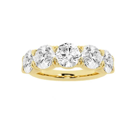 Rings JMS always Original Brilliant Diamond 14K Yellow Gold 4 CTTW RoundCut LAB GROWN Diamond Five Stone Anniversary Band GSI