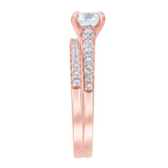 Rings JMS always Original DiamondMuse 225 cttw Rose Gold Plated Over Sterling Silver Round Swarovski Diamond Solitaire Bridal Set