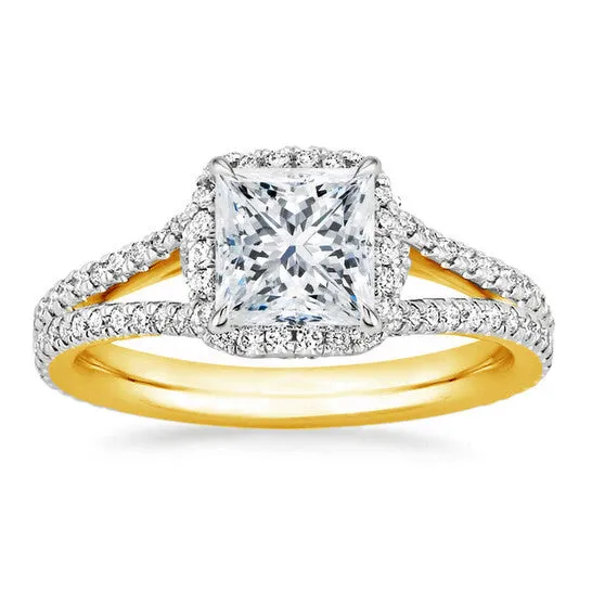 Rings JMS always Original DiamondMuse 260 cttw Square Swarovski Diamond Split Shank Gold Tone Sterling Silver Engagement Ring for Women Rings JMS always Original DiamondMuse 260 cttw Square Swarovski Diamond Split Shank Gold Tone Sterling Silver Engagement Ring for Women