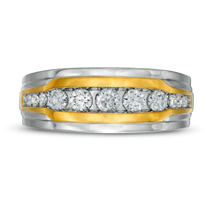 Rings Mens 075 CT TW Natural Diamond Wedding Band in Solid 10K TwoTone Gold Goldia Rings Mens 075 CT TW Natural Diamond Wedding Band in Solid 10K TwoTone Gold Goldia
