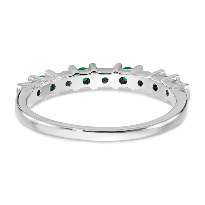 Rings Solid 14k White Gold Simulated Emerald and CZ Band Goldia