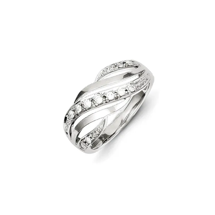 Rings Sterling Silver Diamond Wave Ring Goldia