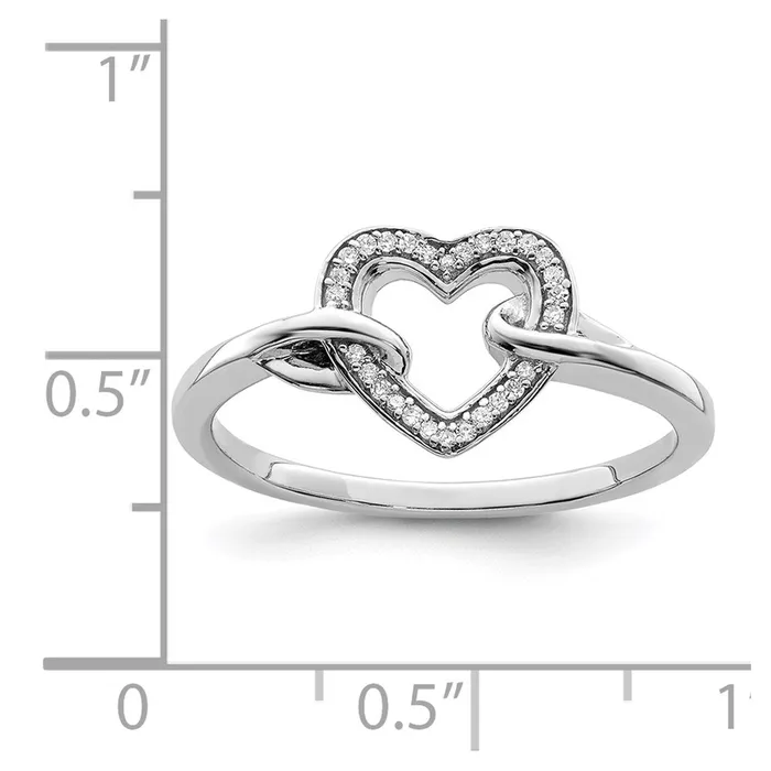Rings Sterling Silver Rhodium Plated Diamond Heart Ring Goldia