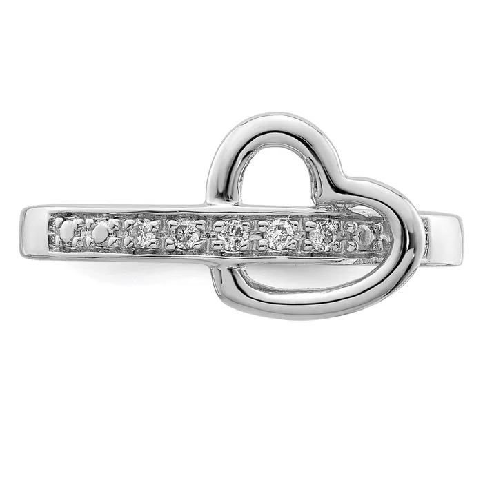 Rings Sterling Silver Rhodium Plated Diamond Heart Ring Goldia