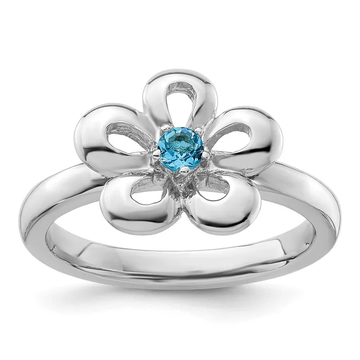 Rings Sterling Silver Stackable Expressions Polished Blue Topaz Flower Ring Goldia Rings Sterling Silver Stackable Expressions Polished Blue Topaz Flower Ring Goldia