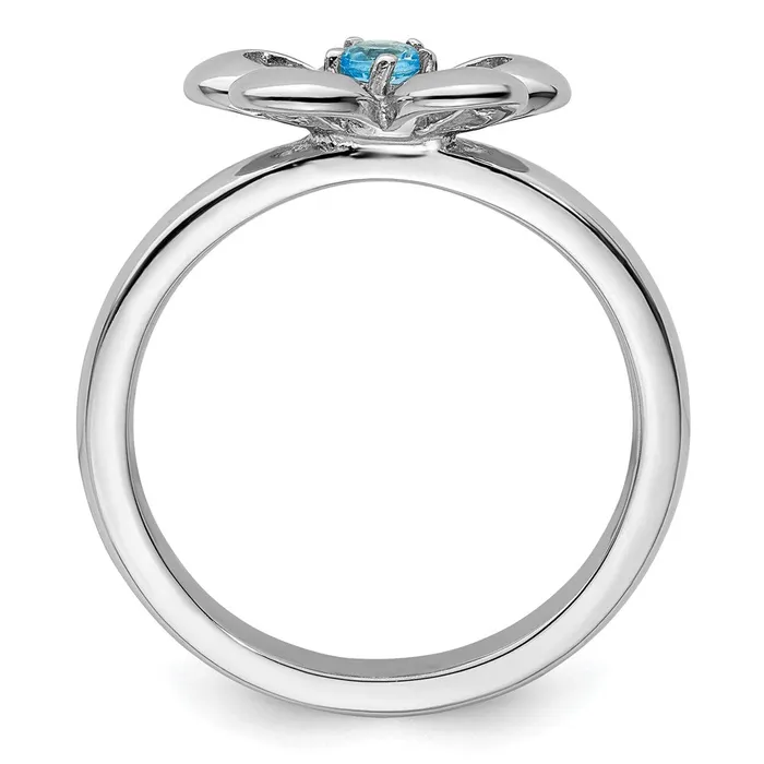 Rings Sterling Silver Stackable Expressions Polished Blue Topaz Flower Ring Goldia