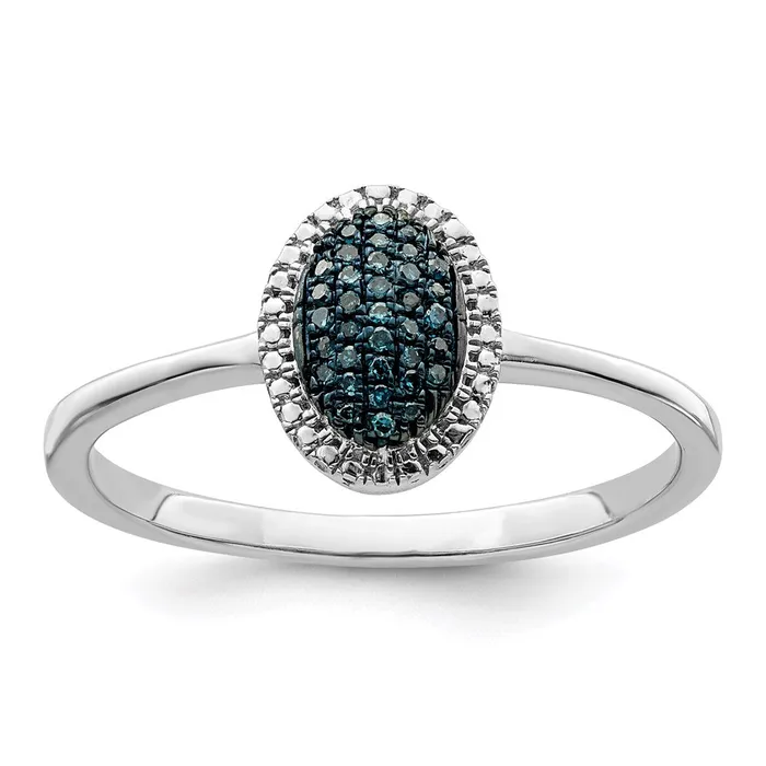 Rings White Night Sterling Silver Rhodiumplated Blue Diamond Oval Ring Goldia Rings White Night Sterling Silver Rhodiumplated Blue Diamond Oval Ring Goldia