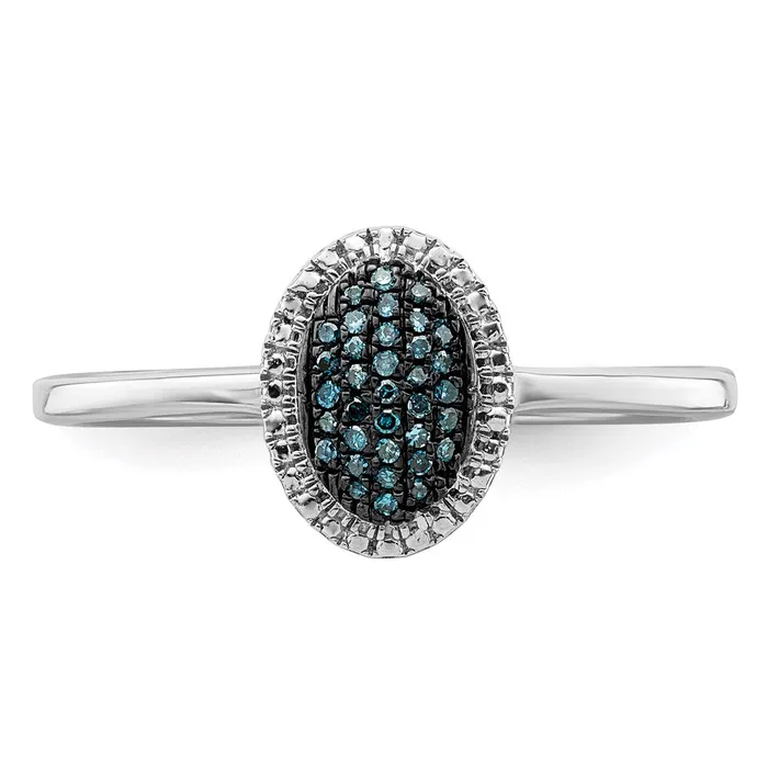 Rings White Night Sterling Silver Rhodiumplated Blue Diamond Oval Ring Goldia