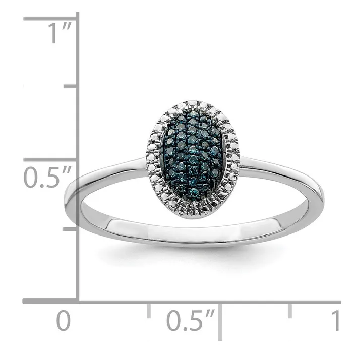 Rings White Night Sterling Silver Rhodiumplated Blue Diamond Oval Ring Goldia