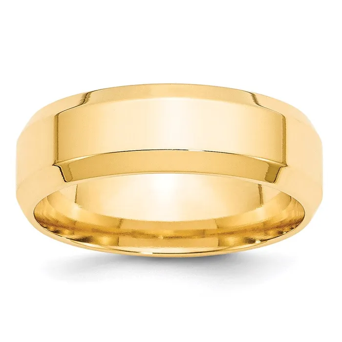 Solid 10K Yellow Gold 7mm Bevel Edge Comfort Fit MensWomens Wedding Band Ring Size 4 Goldia Rings Solid 10K Yellow Gold 7mm Bevel Edge Comfort Fit MensWomens Wedding Band Ring Size 4 Goldia Rings