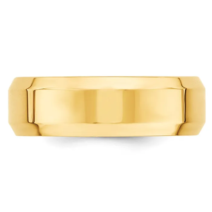 Solid 10K Yellow Gold 7mm Bevel Edge Comfort Fit MensWomens Wedding Band Ring Size 4 Goldia Rings Solid 10K Yellow Gold 7mm Bevel Edge Comfort Fit MensWomens Wedding Band Ring Size 4 Goldia Rings