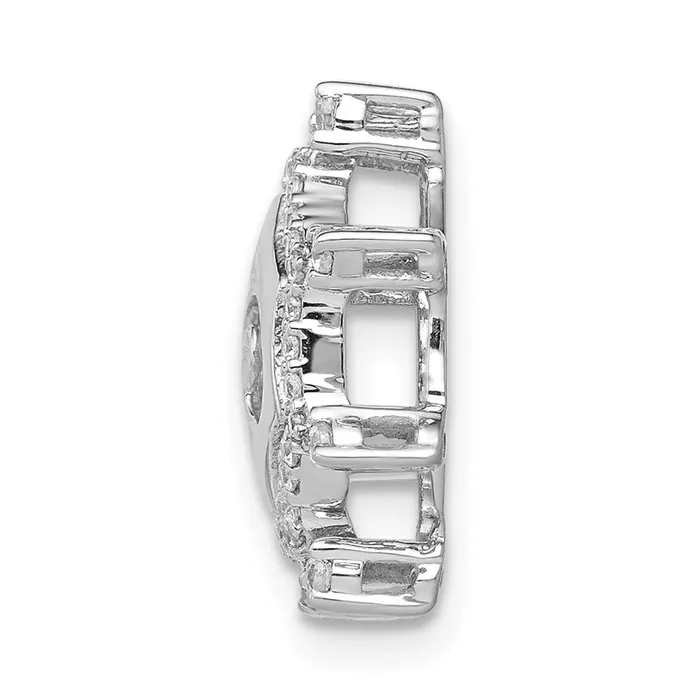 Solid 14k White Gold 15ct Simulated CZ Om Symbol Chain Slide Goldia Necklaces