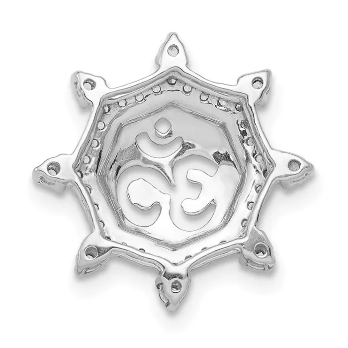 Solid 14k White Gold 15ct Simulated CZ Om Symbol Chain Slide Goldia Necklaces