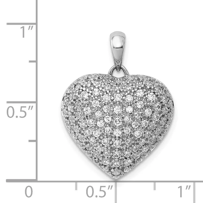 Solid 14k White Gold 1ct Simulated CZ Fancy Heart Pendant Goldia Necklaces Solid 14k White Gold 1ct Simulated CZ Fancy Heart Pendant Goldia Necklaces