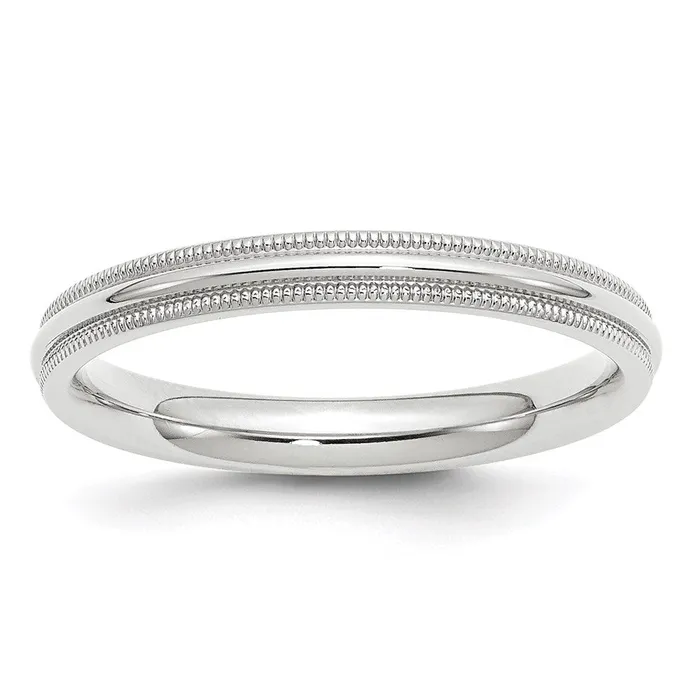 Solid 14K White Gold 3mm Milgrain Comfort Fit MensWomens Wedding Band Ring Size 75 Goldia Rings Solid 14K White Gold 3mm Milgrain Comfort Fit MensWomens Wedding Band Ring Size 75 Goldia Rings