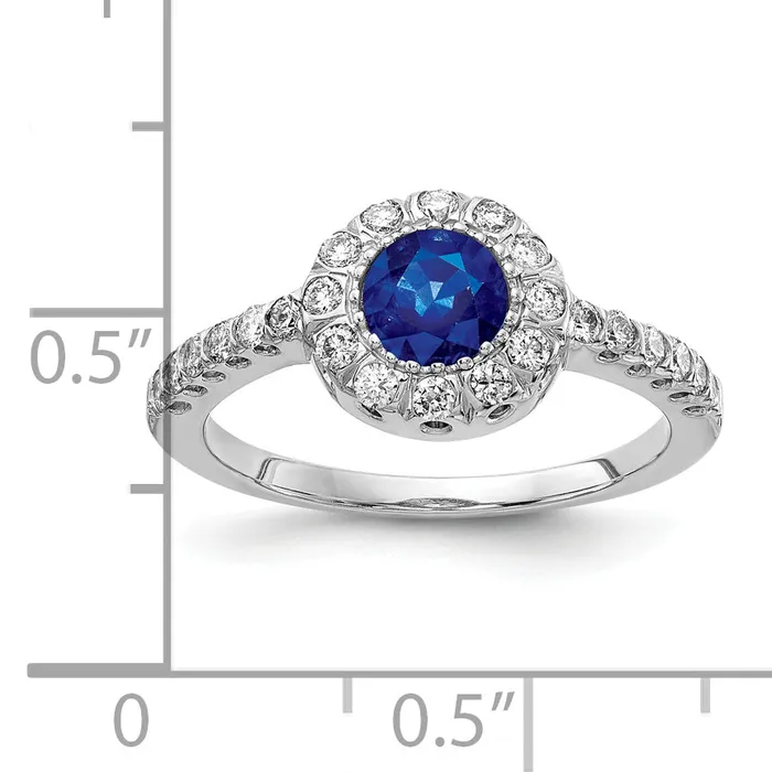 Solid 14k White Gold 5mm Simulated Sapphire AAA CZ Ring Goldia Rings