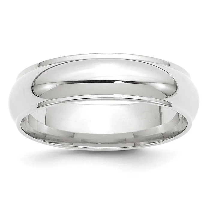 Solid 14K White Gold 6mm Half Round with Edge MensWomens Wedding Band Ring Size 8 Goldia Rings Solid 14K White Gold 6mm Half Round with Edge MensWomens Wedding Band Ring Size 8 Goldia Rings