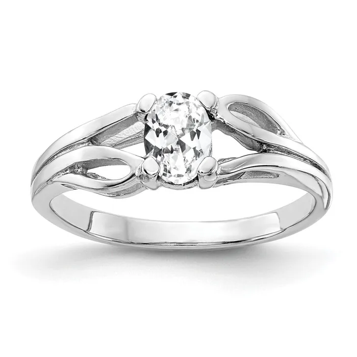 Solid 14k White Gold 6x4mm Oval Cubic Zirconia Ring Goldia Rings