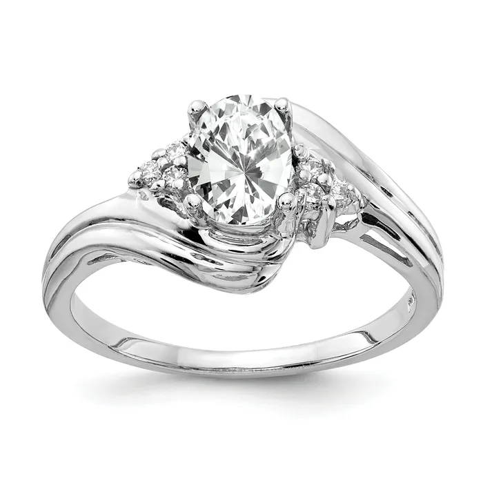 Solid 14k White Gold 7x5mm Oval Cubic Zirconia VS Simulated CZ Ring Goldia Rings Solid 14k White Gold 7x5mm Oval Cubic Zirconia VS Simulated CZ Ring Goldia Rings