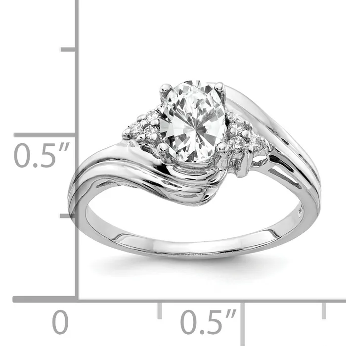 Solid 14k White Gold 7x5mm Oval Cubic Zirconia VS Simulated CZ Ring Goldia Rings