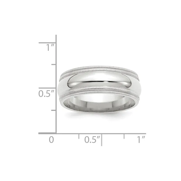 Solid 14K White Gold 8mm Double Milgrain Comfort Fit MensWomens Wedding Band Ring Size 75 Goldia Rings Solid 14K White Gold 8mm Double Milgrain Comfort Fit MensWomens Wedding Band Ring Size 75 Goldia Rings