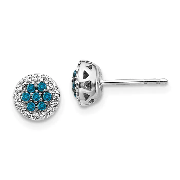 Solid 14k White Gold BlueWhite Simulated CZ Cluster Post Earrings Goldia Earrings Solid 14k White Gold BlueWhite Simulated CZ Cluster Post Earrings Goldia Earrings