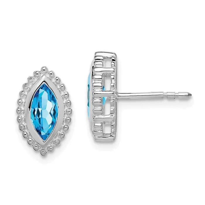Solid 14k White Gold Marquise Simulated Blue Topaz Post Earrings Goldia Earrings Solid 14k White Gold Marquise Simulated Blue Topaz Post Earrings Goldia Earrings