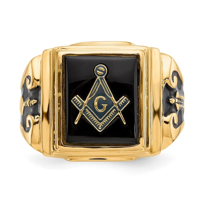 Solid 14k White Gold Mens Masonic Ring Goldia Rings