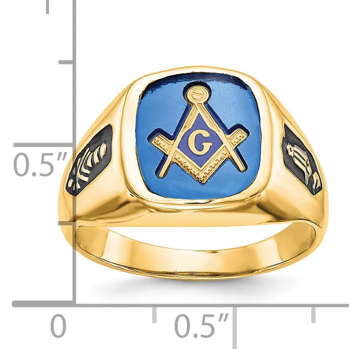 Solid 14k White Gold Mens Masonic Ring Goldia Rings