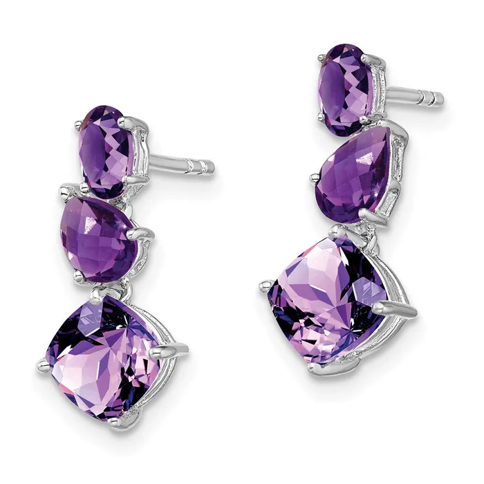 Solid 14k White Gold Simulated Amethyst Dangle Earrings Goldia Earrings Solid 14k White Gold Simulated Amethyst Dangle Earrings Goldia Earrings