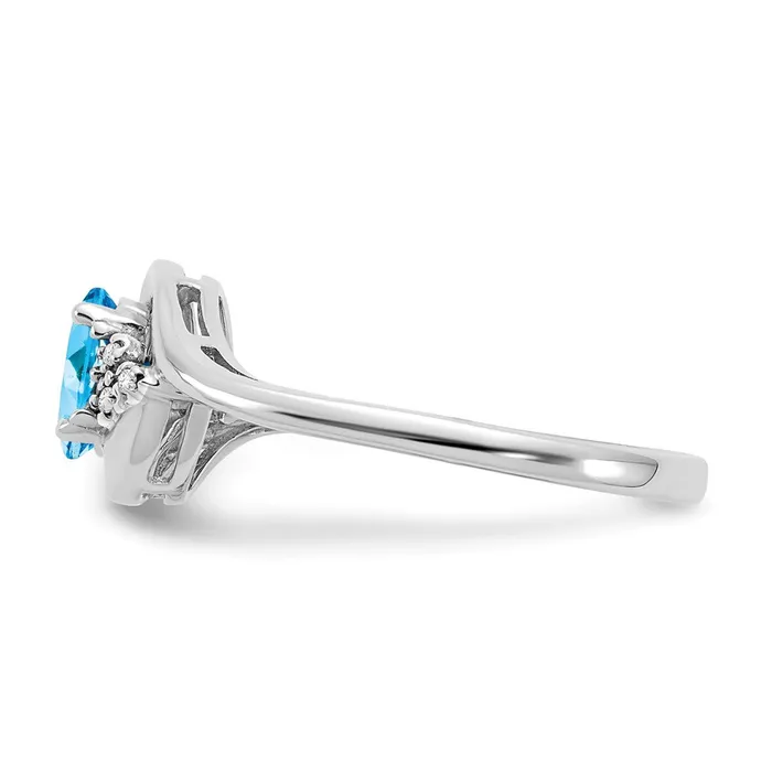 Solid 14k White Gold Simulated Blue Topaz and CZ Ring Goldia Rings