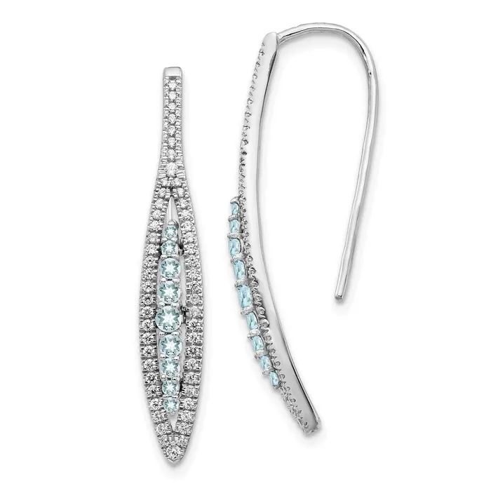 Solid 14k White Gold Simulated CZ and Aquamarine Earrings Goldia Earrings Solid 14k White Gold Simulated CZ and Aquamarine Earrings Goldia Earrings