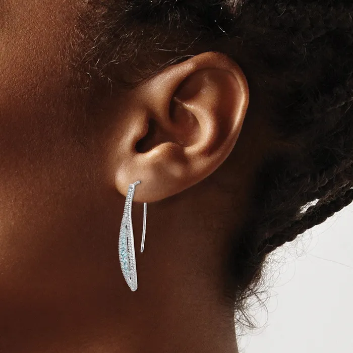 Solid 14k White Gold Simulated CZ and Aquamarine Earrings Goldia Earrings Solid 14k White Gold Simulated CZ and Aquamarine Earrings Goldia Earrings