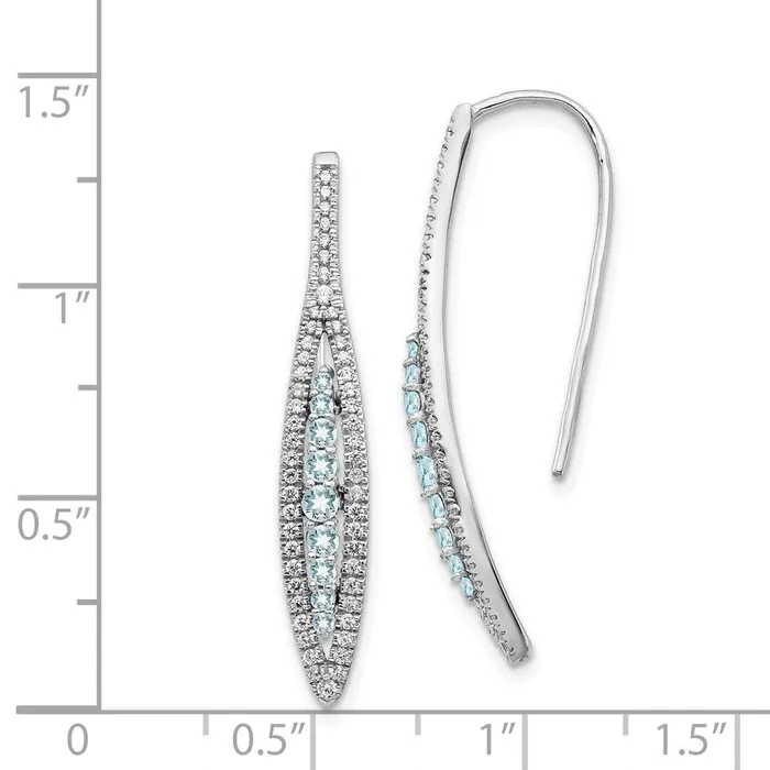 Solid 14k White Gold Simulated CZ and Aquamarine Earrings Goldia Earrings Solid 14k White Gold Simulated CZ and Aquamarine Earrings Goldia Earrings