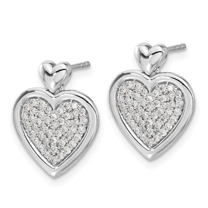 Solid 14k White Gold Simulated CZ Fancy Heart Post Earrings Goldia Earrings Solid 14k White Gold Simulated CZ Fancy Heart Post Earrings Goldia Earrings
