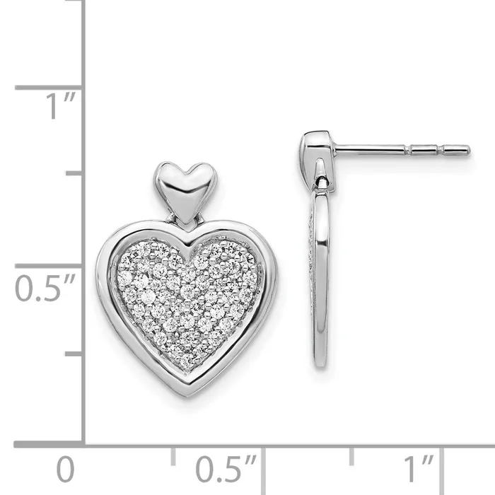 Solid 14k White Gold Simulated CZ Fancy Heart Post Earrings Goldia Earrings Solid 14k White Gold Simulated CZ Fancy Heart Post Earrings Goldia Earrings
