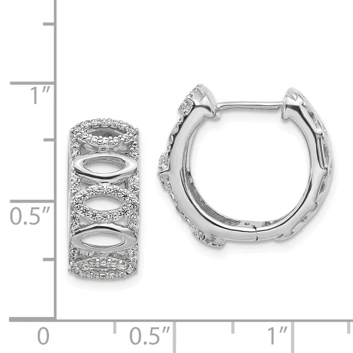 Solid 14k White Gold Simulated CZ Fancy Hoop Earrings Goldia Earrings Solid 14k White Gold Simulated CZ Fancy Hoop Earrings Goldia Earrings