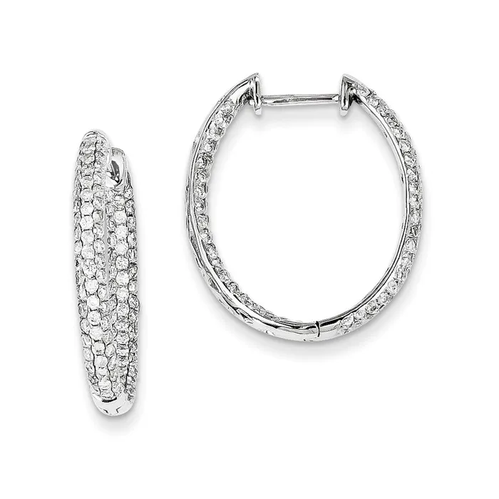 Solid 14k White Gold Simulated CZ InOut Hinged Hoop Earrings Goldia Earrings Solid 14k White Gold Simulated CZ InOut Hinged Hoop Earrings Goldia Earrings