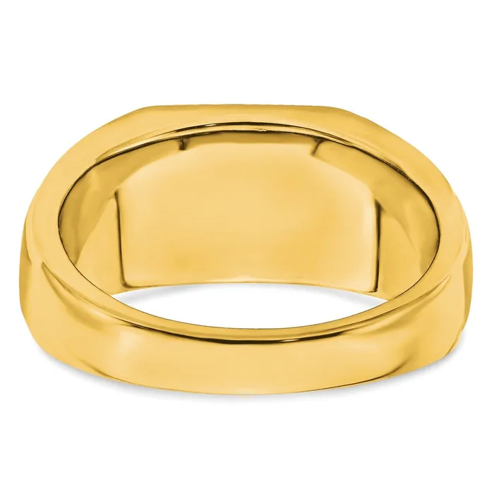 Solid 14k Yellow Gold Created Simulated Sapphire and CZ Mens Ring Goldia Rings