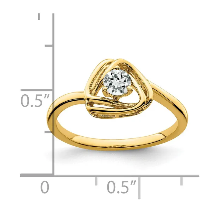 Solid 14k Yellow Gold Simulated White Topaz Triangle Ring Goldia Rings