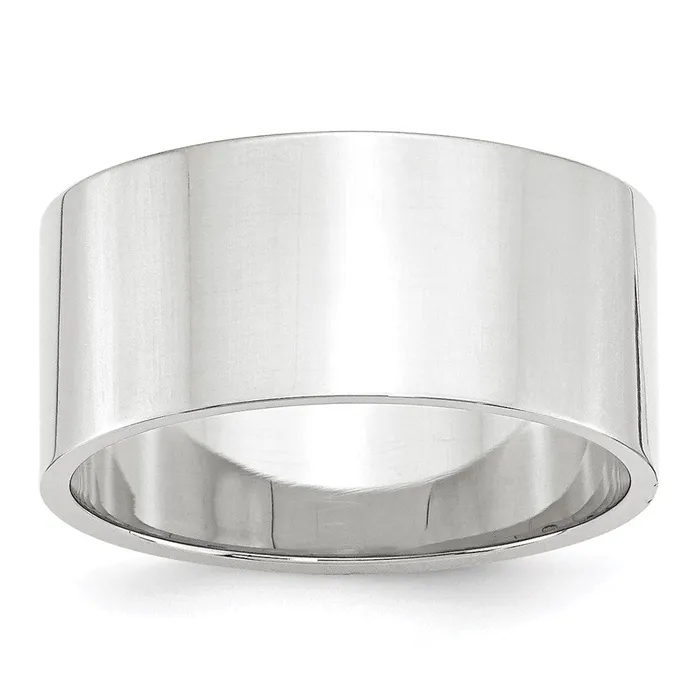 Solid 18K White Gold 10mm Light Weight Flat MensWomens Wedding Band Ring Size 45 Goldia Rings Solid 18K White Gold 10mm Light Weight Flat MensWomens Wedding Band Ring Size 45 Goldia Rings