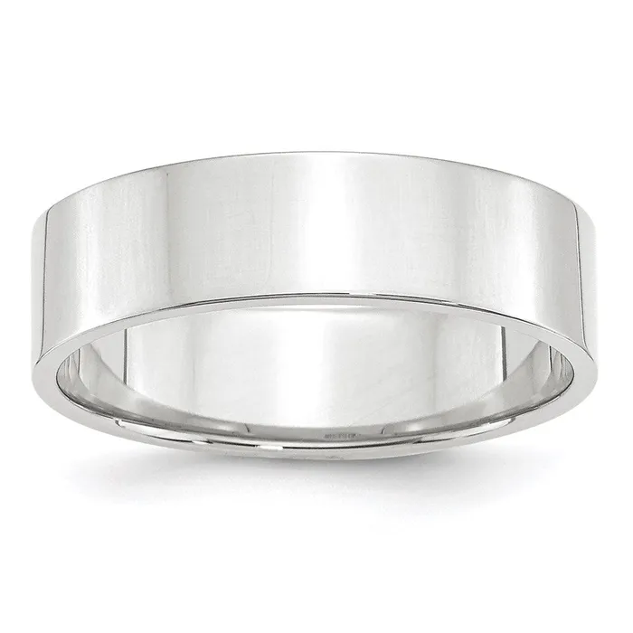 Solid 18K White Gold 6mm Light Weight Flat MensWomens Wedding Band Ring Size 8 Goldia Rings Solid 18K White Gold 6mm Light Weight Flat MensWomens Wedding Band Ring Size 8 Goldia Rings