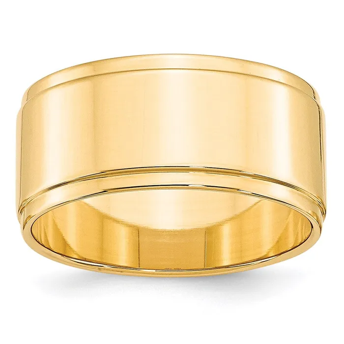 Solid 18K Yellow Gold 10mm Flat with Step Edge MensWomens Wedding Band Ring Size 125 Goldia Rings Solid 18K Yellow Gold 10mm Flat with Step Edge MensWomens Wedding Band Ring Size 125 Goldia Rings