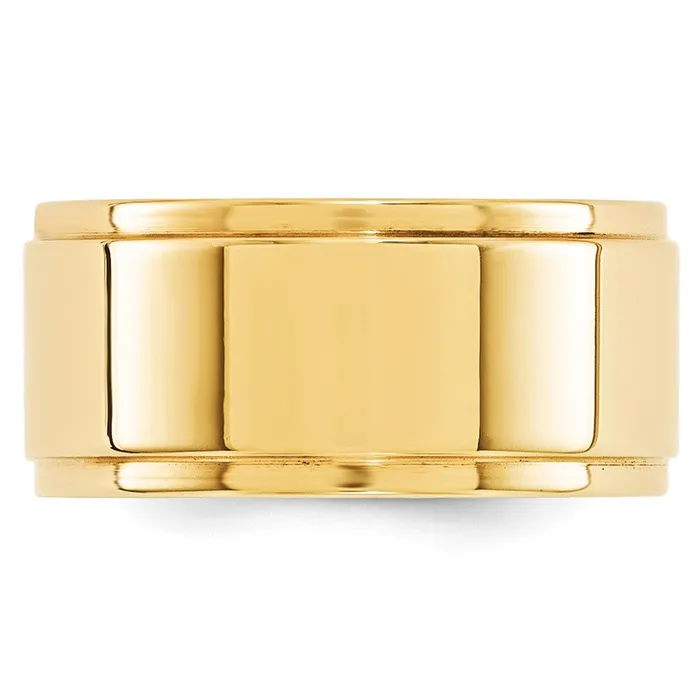 Solid 18K Yellow Gold 10mm Flat with Step Edge MensWomens Wedding Band Ring Size 125 Goldia Rings Solid 18K Yellow Gold 10mm Flat with Step Edge MensWomens Wedding Band Ring Size 125 Goldia Rings